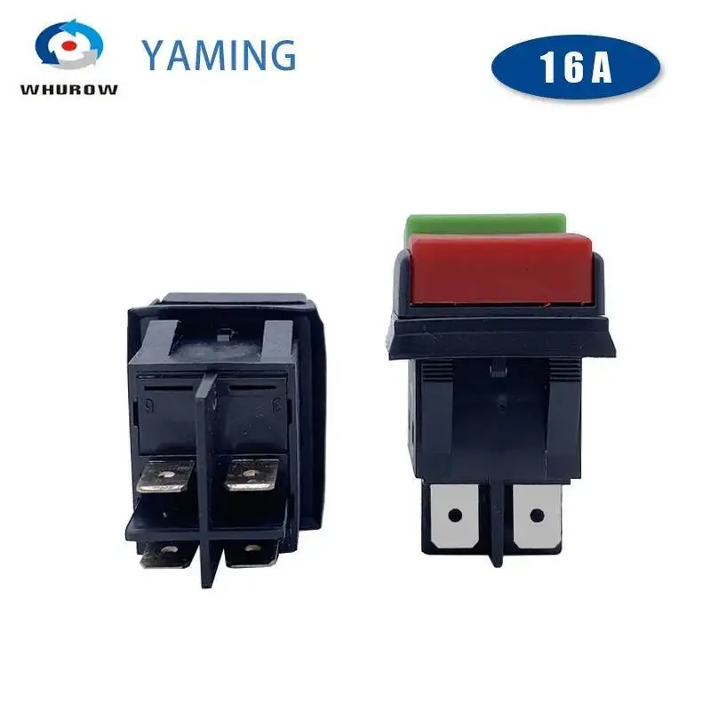 Portable Washing Machine Push Button Switch Four-legged 2 Position ON-OFF Red Green Black Car Washer 16A Silver Contact