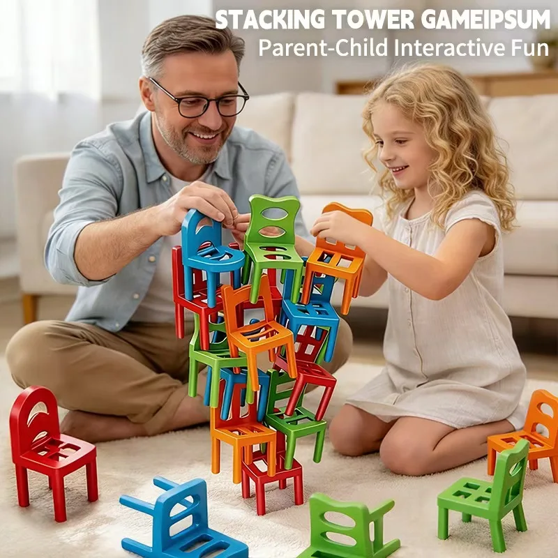 Educational Chair Stacking Toy Set Building Blocks Stacking Chairs Random Colors/Styles Parent-Child Interactive Gathering Toy