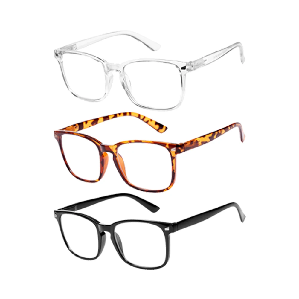 Gafas de lectura con bloqueo de luz azul y enfoque automático, marcos extragrandes unisex antifatiga con bisagras de resorte, 5 uds.