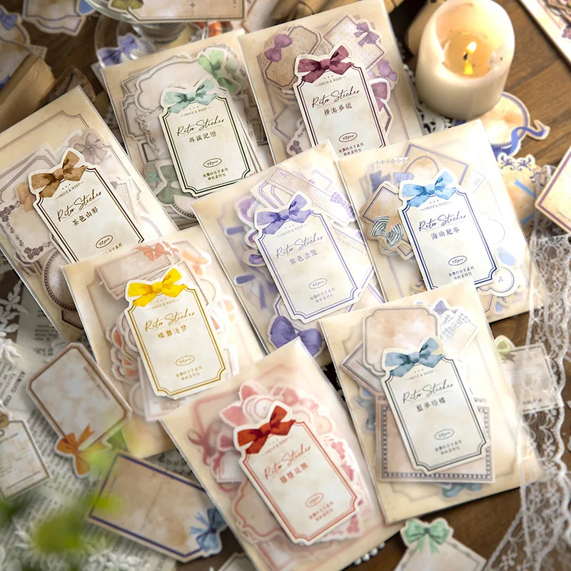 

48pcs/lot Kawaii Scrapbook Stickers bow-knot Scrapbooking Supplies diary Planner Decorative Craft Stationery Sticker