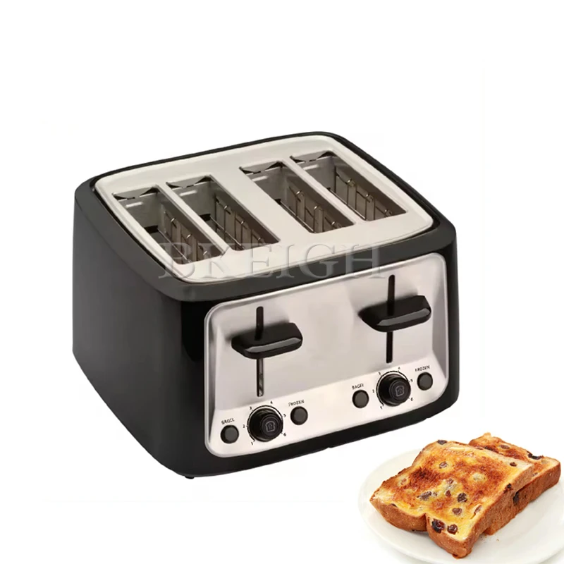 

New Stainless Steel Toaster With Fully Automatic 4-Piece Pop-Up Toaster For Family Breakfast