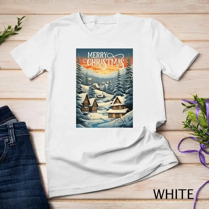 Christmas Church in the Mountains A Peaceful Scene 2 Funny Unisex T shirt
