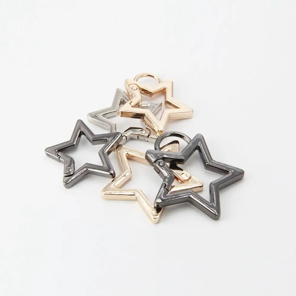 Zinc Alloy Plated Gate Spring Ring Buckles Clips Carabiner Handbags Star Shape Push Trigger Snap Hooks Carabiner Bag Keychain