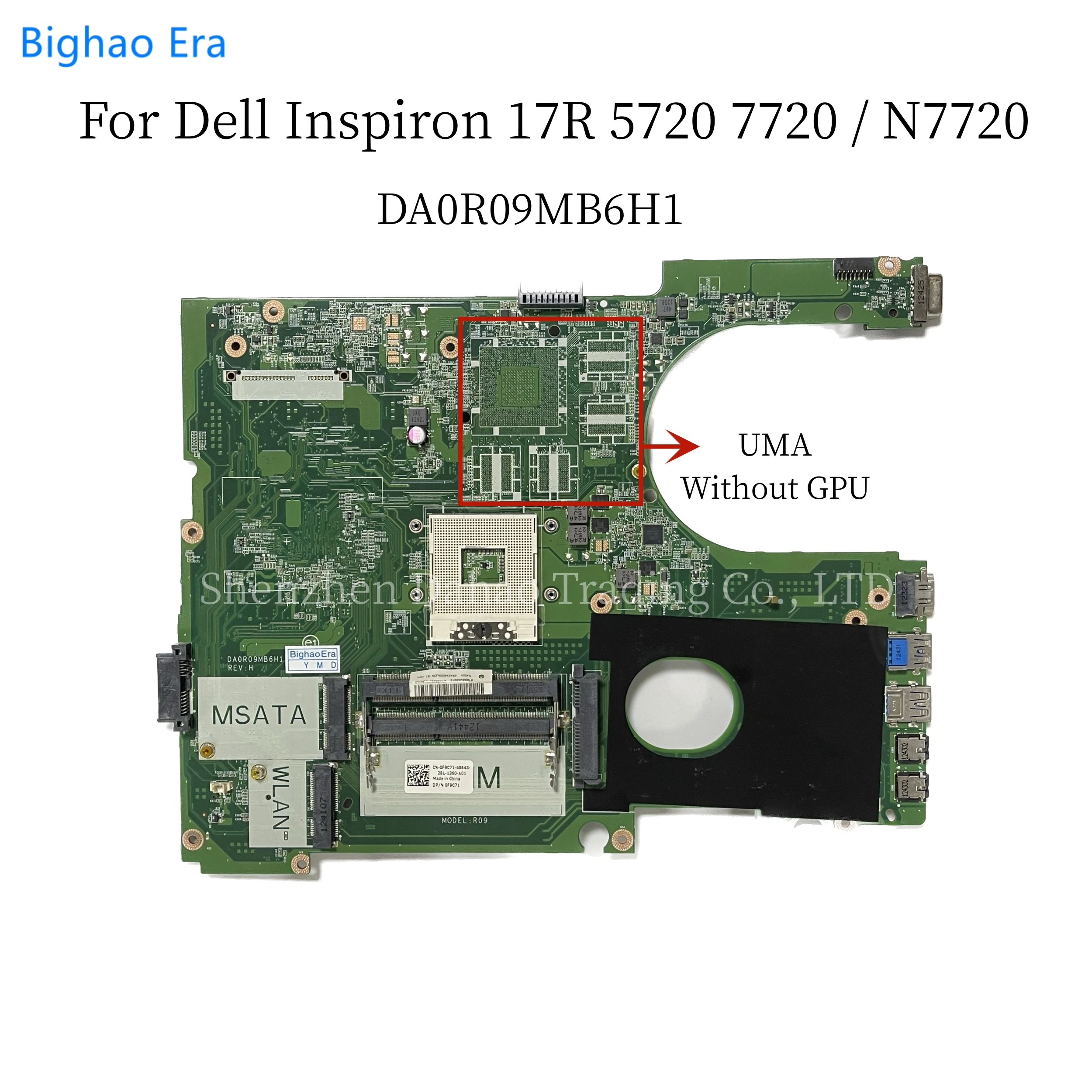 DA0R09MB6H1 Para Dell Inspiron 17R 7720 5720 N7720 Laptop Placa-mãe Com SLJ8C HM77 Chipset UMA DDR3 CN-0F9C71 0F9C71 100% Trabalho