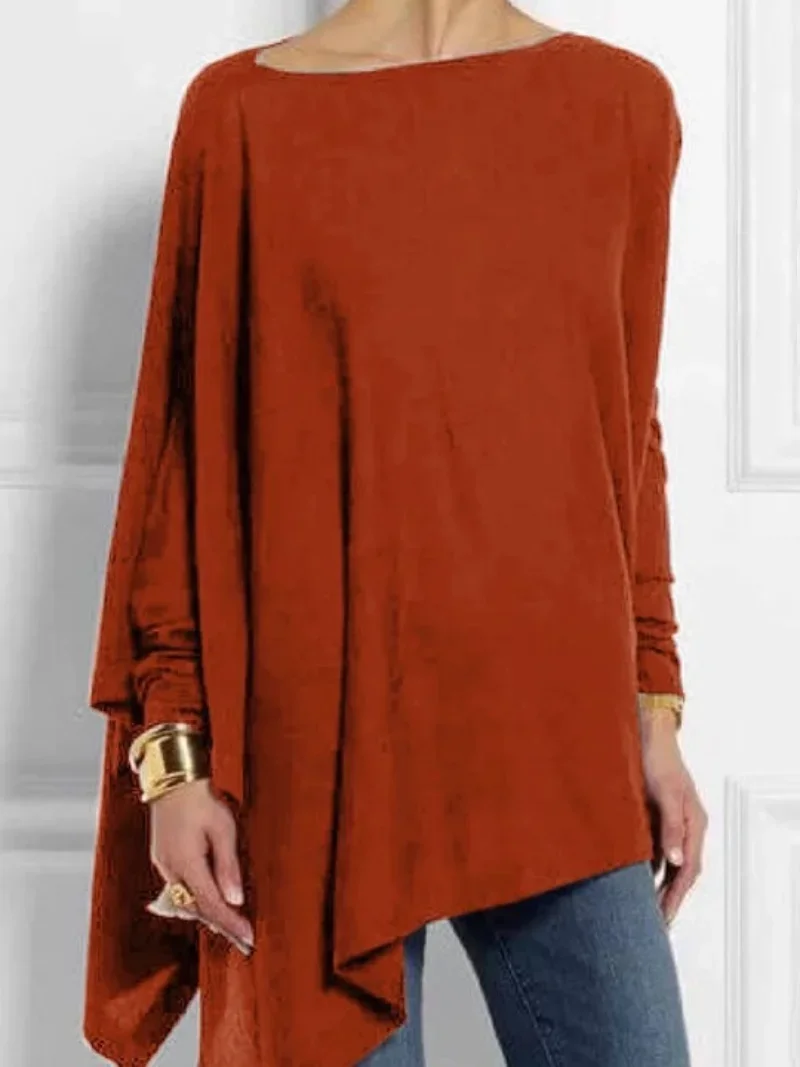 

Cotton Irregular Womens Tops and Blouses Casual O Neck Long Sleeve Shirt Female Tunic Autumn Oversize 5Xl Women Blusas Shirts