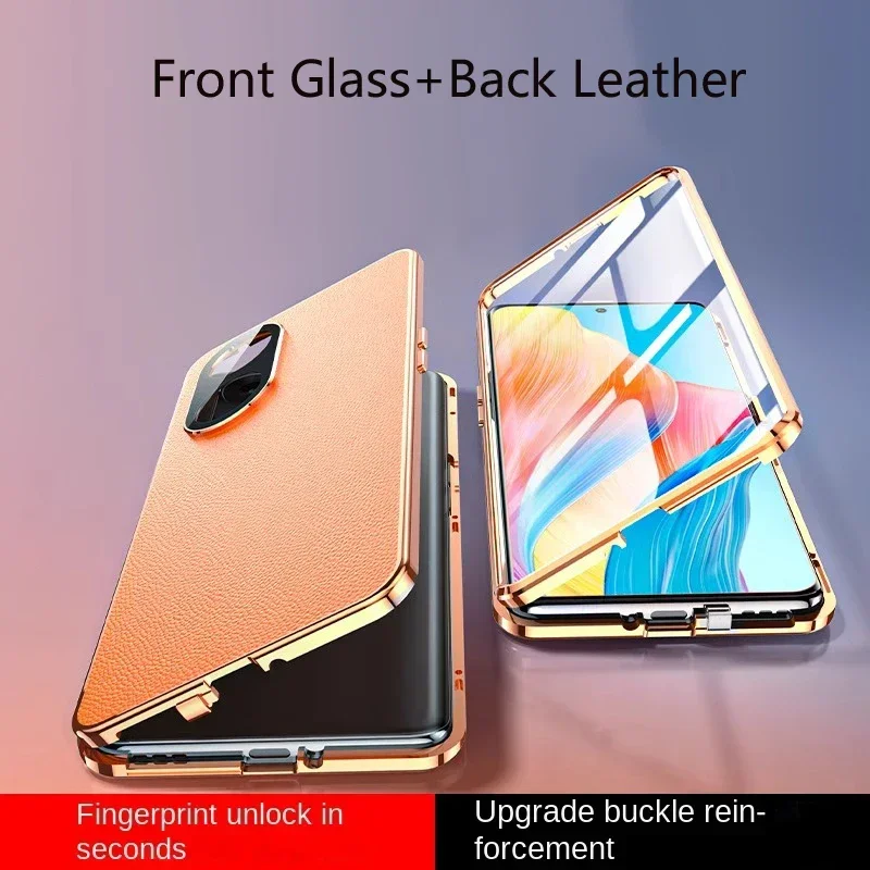 

Кожаный чехол для телефона Realme GT 6 6T с замком и пряжкой, двухсторонний защитный чехол из закаленного стекла для Realme GT 7 Pro