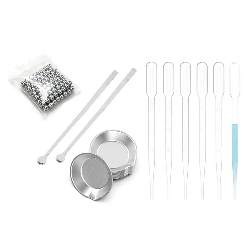 AINY-120Pcs Paint Mixing Balls Stainess Steel, 20Pcs Paint Tray, 6Pcs Paint Eyedroppers Suit For Model Mixing