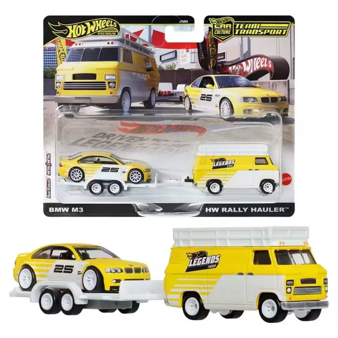 Hot Wheels Legends Tour Team Transport 2025-BMW M3 And Hw Rally Hauler 1:64 Skala Premium Diecast Kolekcjonerski pojazd Zabawka Prezenty