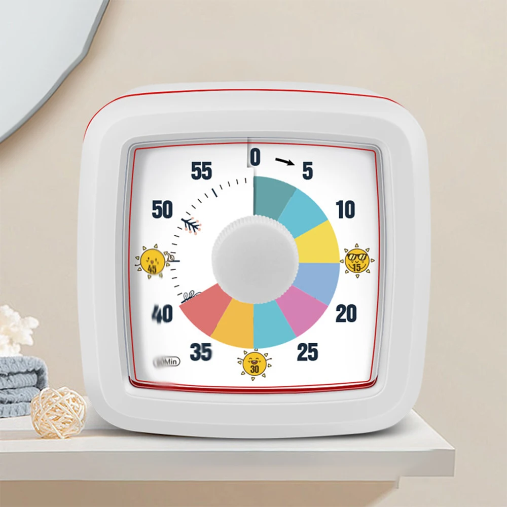 Colorful Visual Timer Self-discipline Tool 60-minutes Countdown Kitchen Classroom Stopwatch for Children Time Management