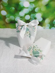 Charming Floral Gift Boxes with Satin Ribbon - Perfect for Chocolates, Candy-Coated Chocolates, and Small Cookies for Weddings