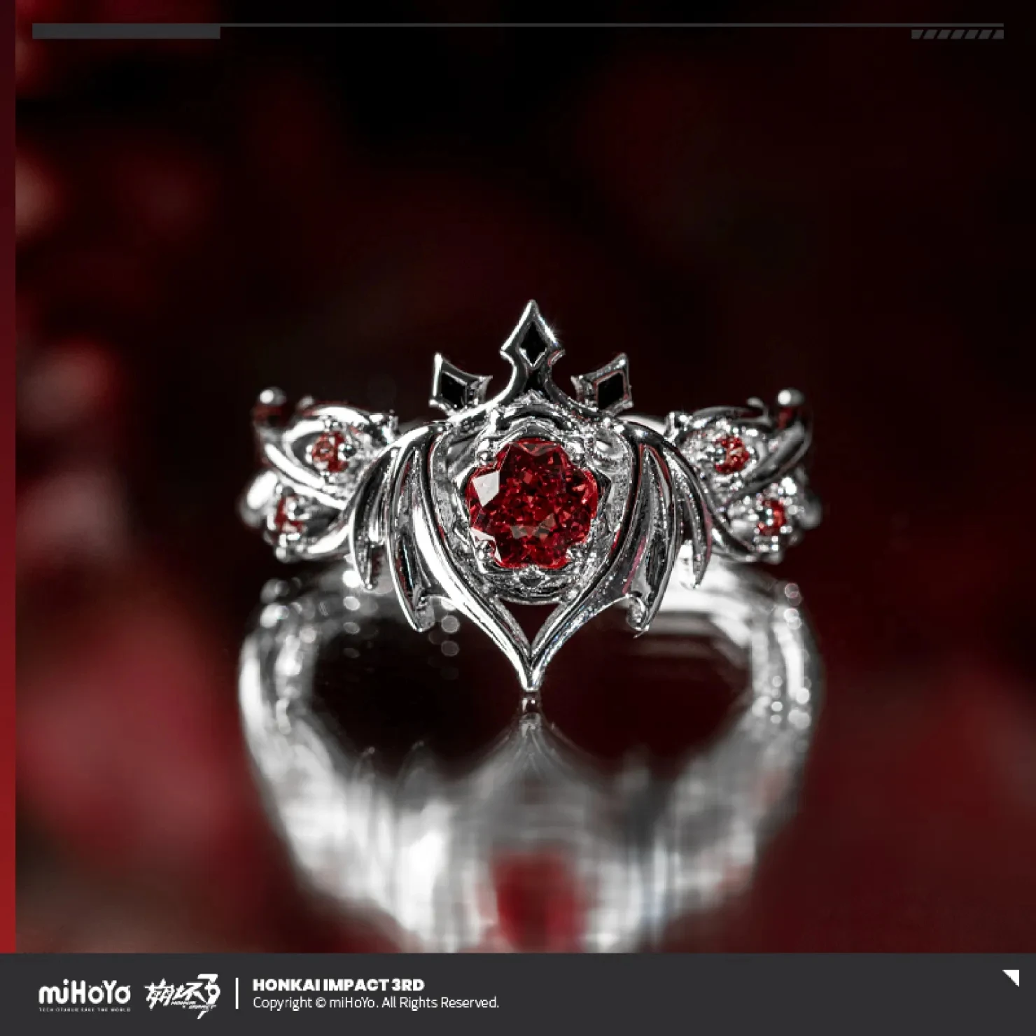 [Genuine] Lunar Vow: Crimson Love Themed Rings Gift Set Honkai Impact 3rd Cosplay Prop Anime Peripheral Vow Cards Collectibles
