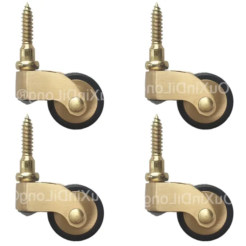 

4PCS 1Inch Protection Leg Brass Universal Furniture Casters Table Chair Sofa Piano Rubber Mute Wheels Rollers Runners Z527