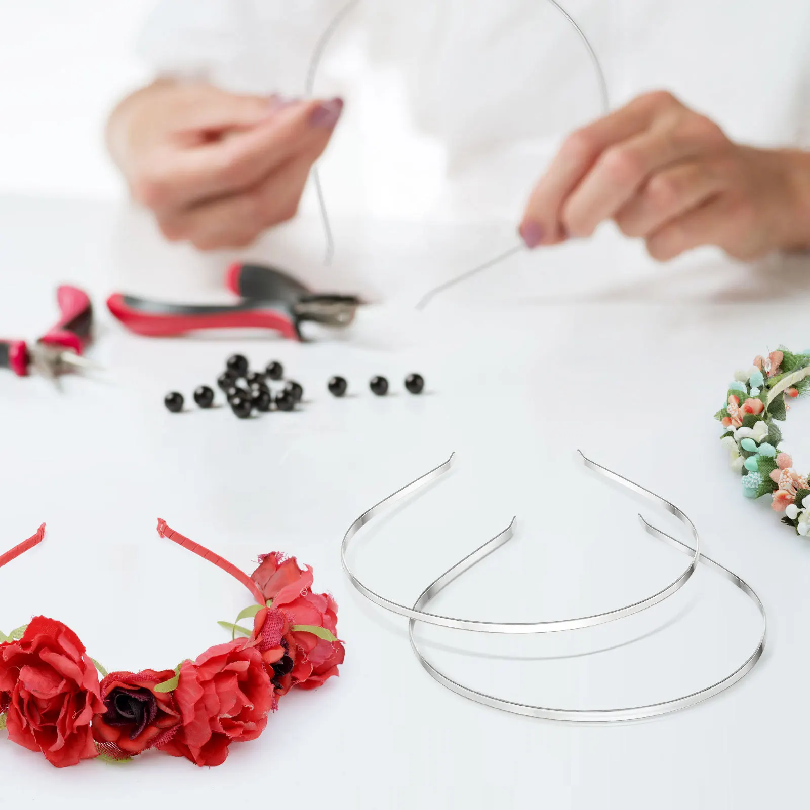 

10 шт., жесткие повязки на голову, женский головной убор из нержавеющей стали для девочек, эластичная металлическая повязка для волос, подарок для макияжа, купания, металлическая повязка на голову