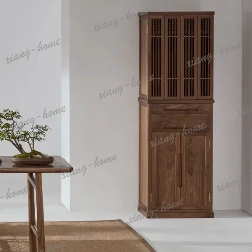 FG solid wood vertical cabinet buddha niche altar black walnut altar buddha cabinet god of wealth with door altar