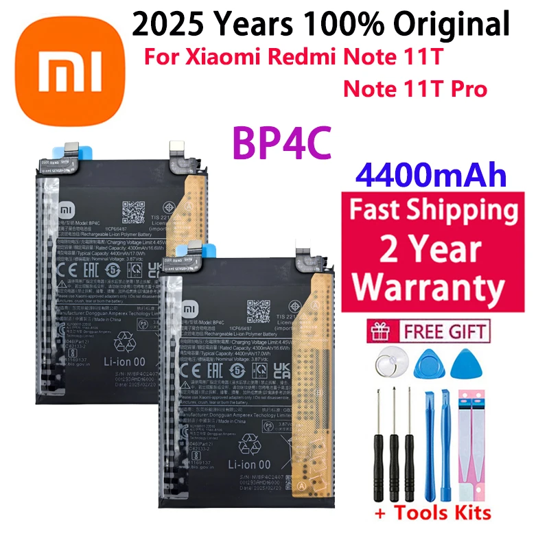 

4400mAh BP4C High Capacity Replacement Battery for Xiaomi Redmi Note 11T / 11T Pro Mobile Phone Battery + Tools