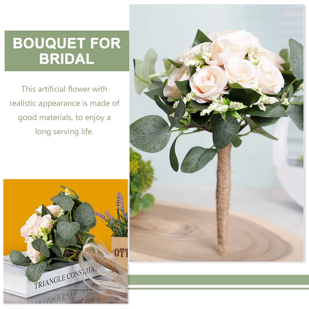 

Artificial Flower Bouquet for Bride Wedding Decoration Realistic Rose Bridal FlowersFlowers Home Party Centerpiece