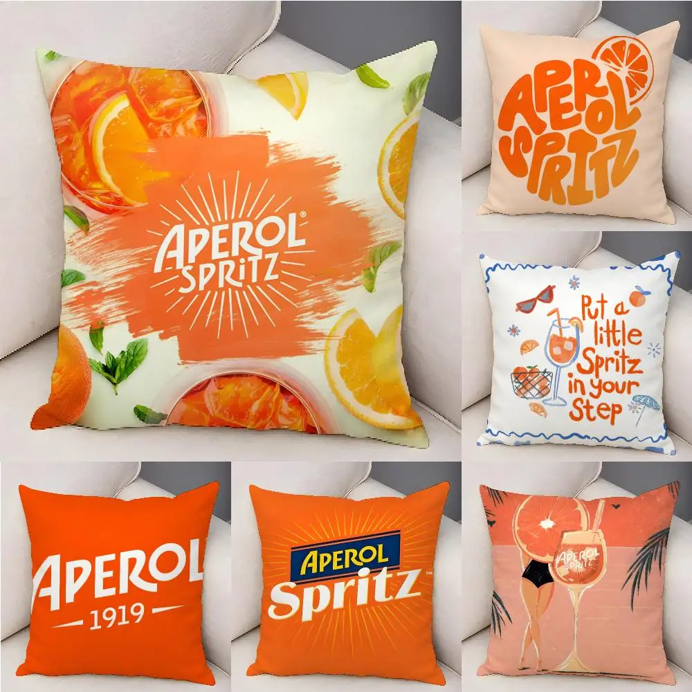 Juice A-Aperol Logo S-Spritz-z Cushion Cover Plush Decorative Pillow Case With Hidden Zipper Fashion Room Decor For Home