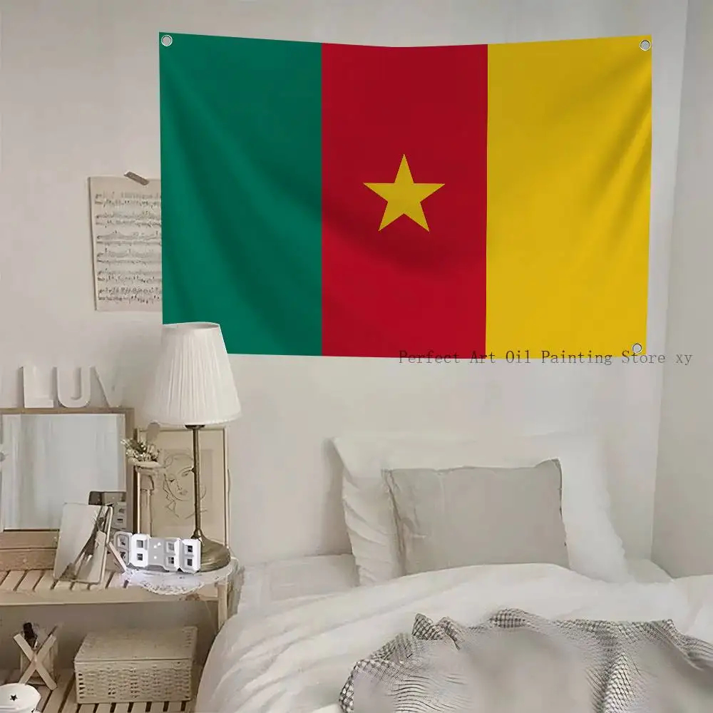 Kamerun-Flagge, Banner, Vier-Loch-Flagge, Polyester, Outdoor-Dekoration, Raumästhetik