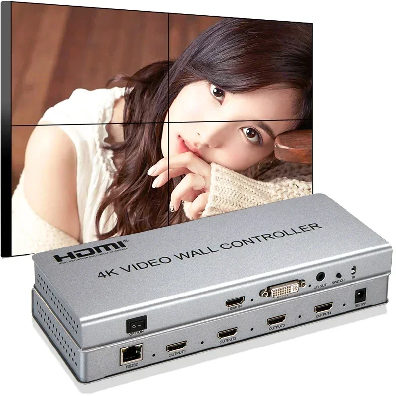 

4k 2x2 Video Wall Processor TV Wall Controller 1x2 1x3 1x4 vs 1080p HDMI Splicer Multi Screen Splicing Flip Bezel Compensation