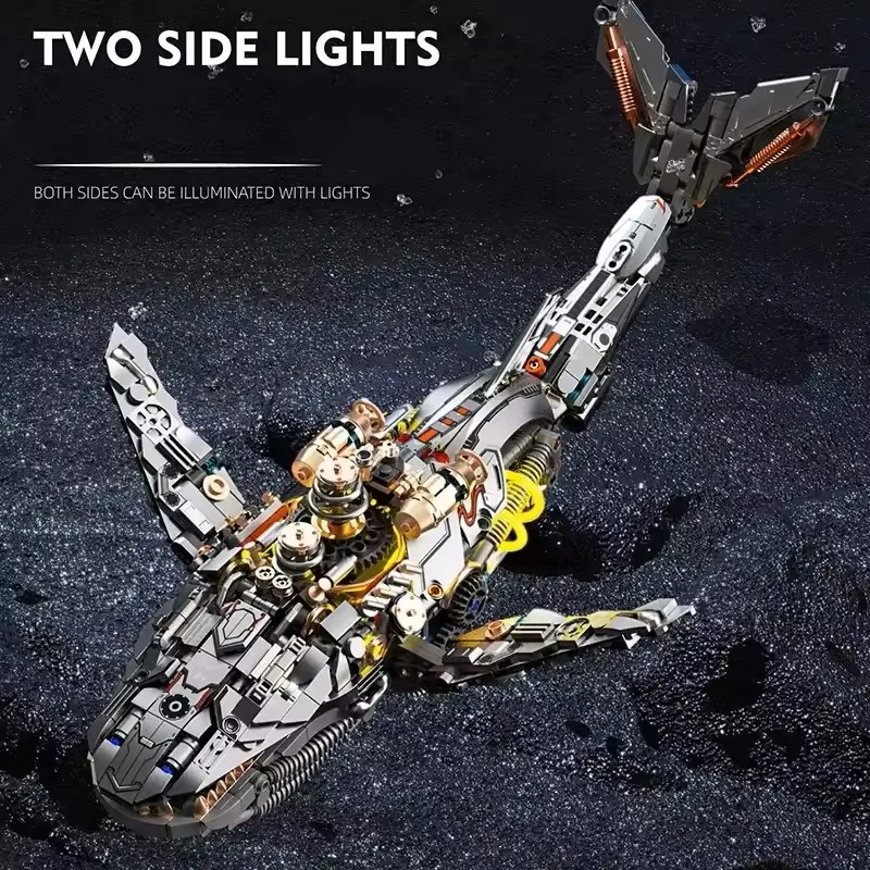 Nuevo juego técnico de vida marina de ballena mecánica del mundo Animal con bloques de construcción ligeros, modelo de ladrillos, juguetes de ensamblaje para niños, regalo para niños