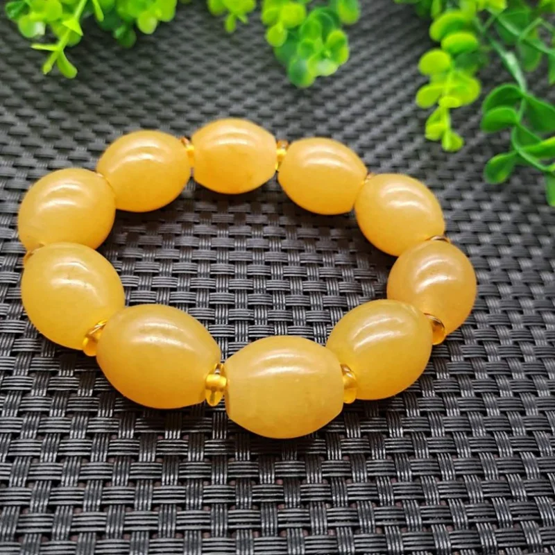 

Huanglongyu as Right as Rain Yellow Chicken Grease Barrel Bead Bracelet Bracelet Factory Price Wholesale