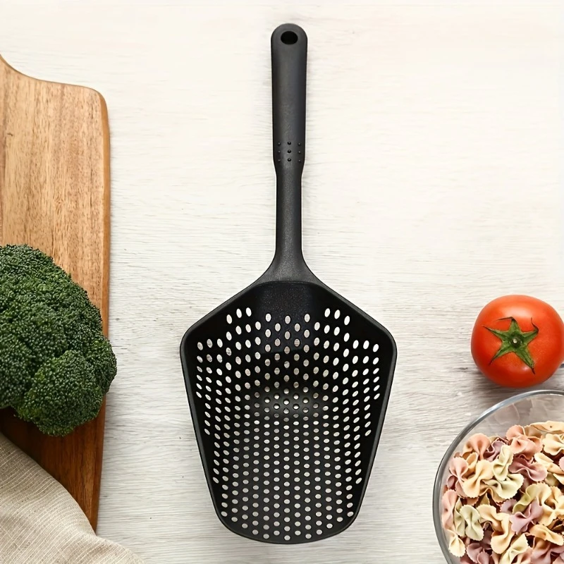 High-Efficiency Kitchen Slotted Spoon Filter Spoon Handle Durable Plastic Slotted Spoon Pasta Strainer Convenient for Cooking