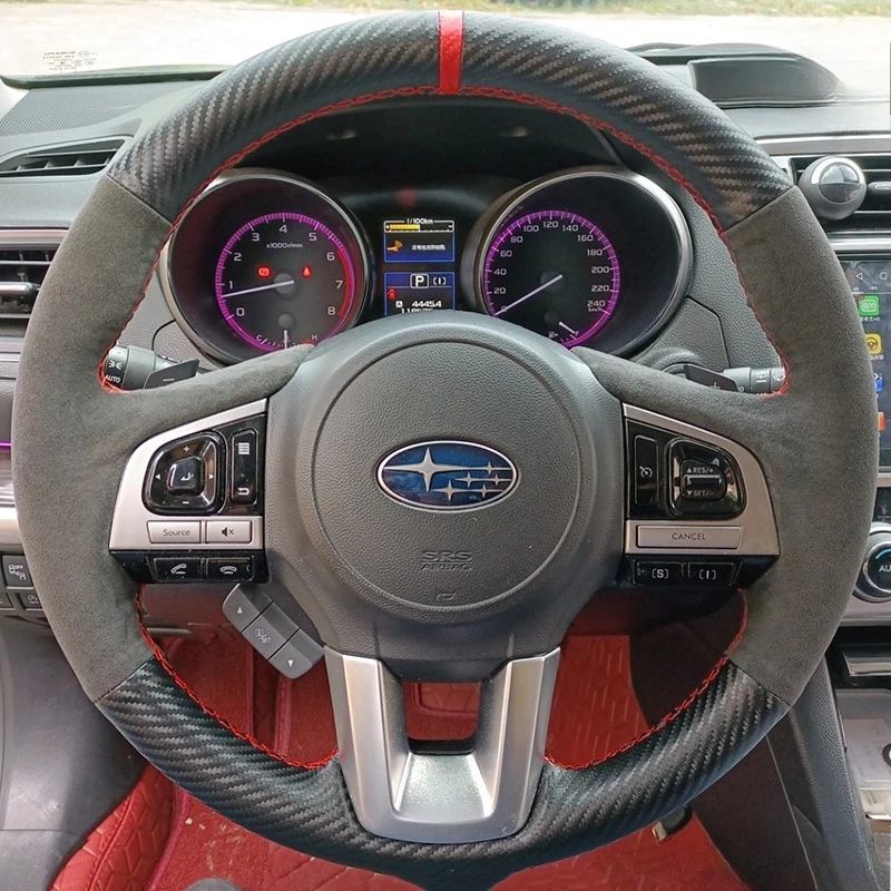 

Hand Stitched non-slip carbon fibre Suede Car Steering Wheel Cover For Subaru Legacy Outback XV Forester 2015 2016 Interior