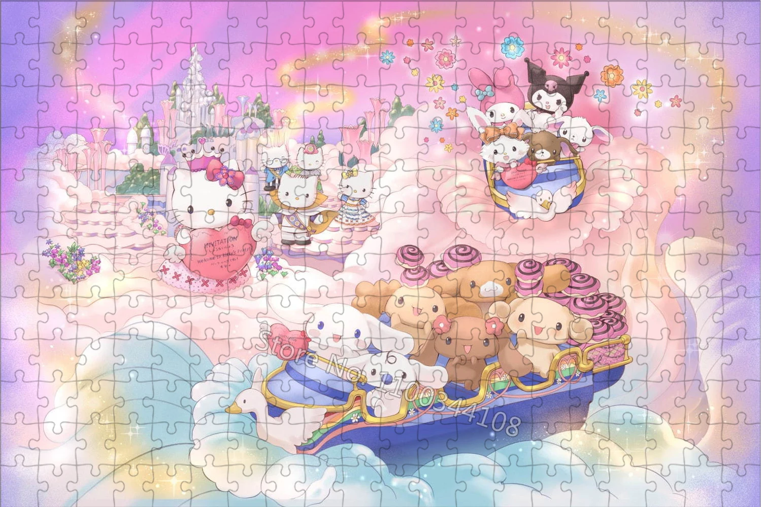 Sanrio Characters Puzzles Cinnamoroll Hello Kitty 35/300/500/1000 Pieces Cartoon Jigsaw Puzzles for Children's Educational Toys