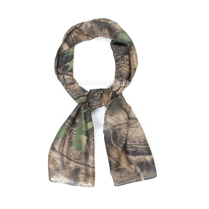 Camouflage Mesh Neck Scarf Sniper Face Scarf Head Wrap for Outdoor Camping Hunting