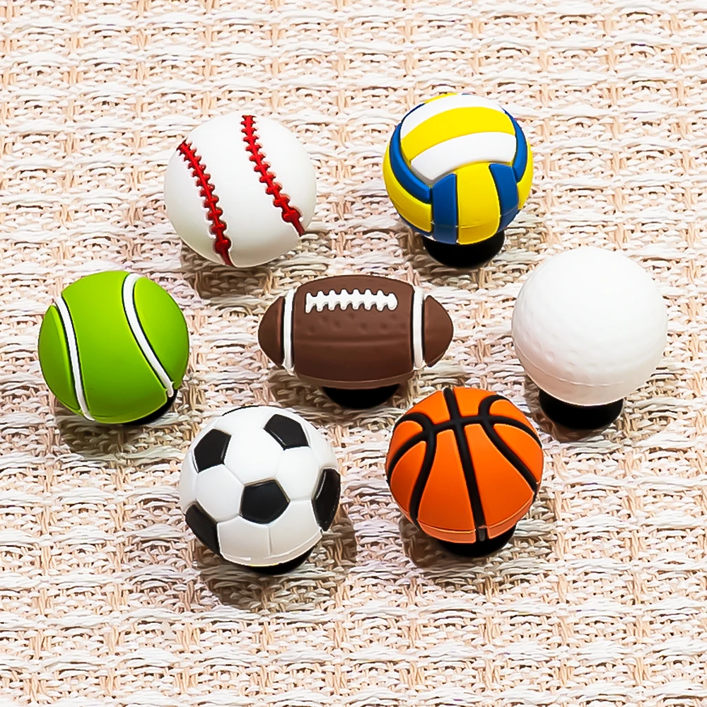 1 stücke 3D Bälle Schuh Charms Zubehör Turnschuhe Schuh Dekorationen Pins für Clog Frau Männer Fußball Clips Jeans Dropshipping – Detail 6