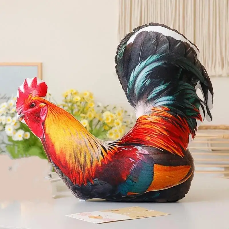 Lifelike Rooster Plush Throw Pillow Vivid 3D Print Soft Fluffy For Home Sofa Decor Kids Gift Animal Room Decor