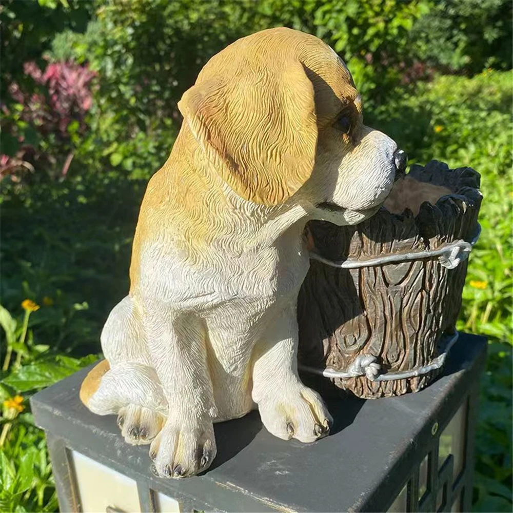 Imagem -03 - Cão Criativo Escultura Flor Recipiente Organizador de Armazenamento de Desktop Suporte de Caneta Balde Flor Plantador Decoração de Jardim Quintal Estátua de Vaso