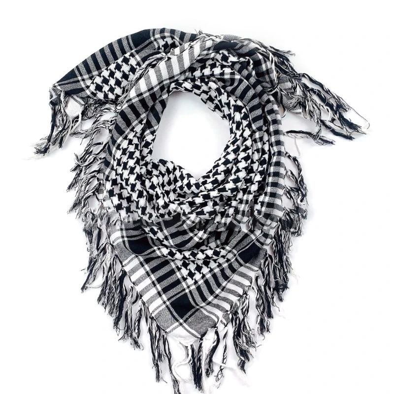 Adult Arab Dustproof Scarf with Lattice Pattern Square Keffiyeh Headscarf