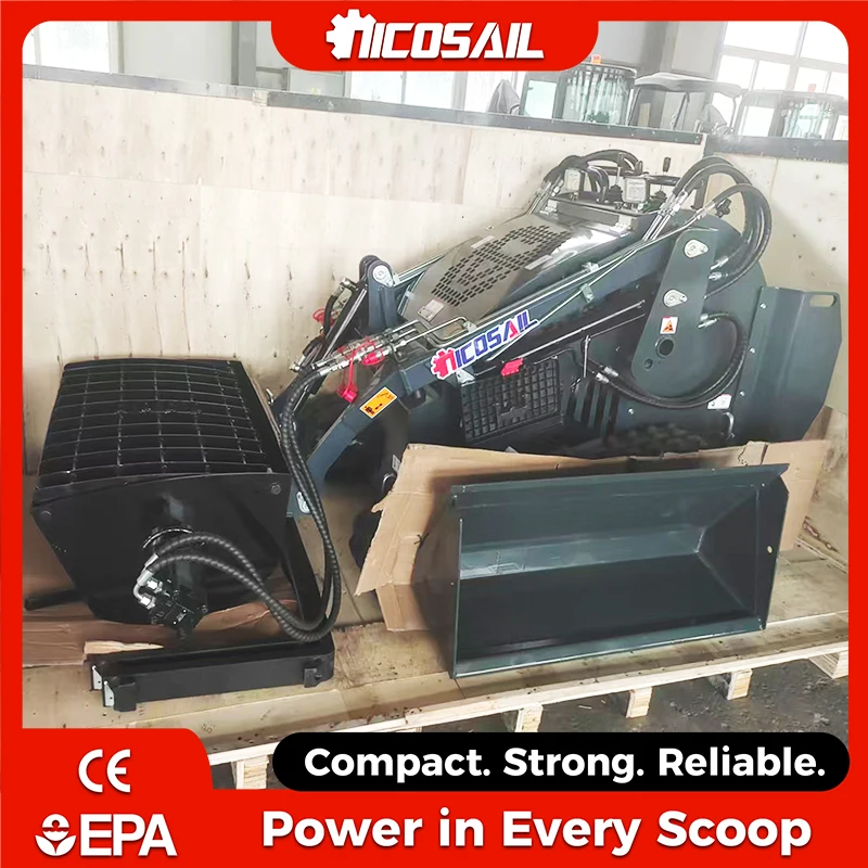 Multifunctional Skid Steer Loader CE EPA Mini Diesel Front Loader 1ton 2ton for Agriculture Construction Snow Removal