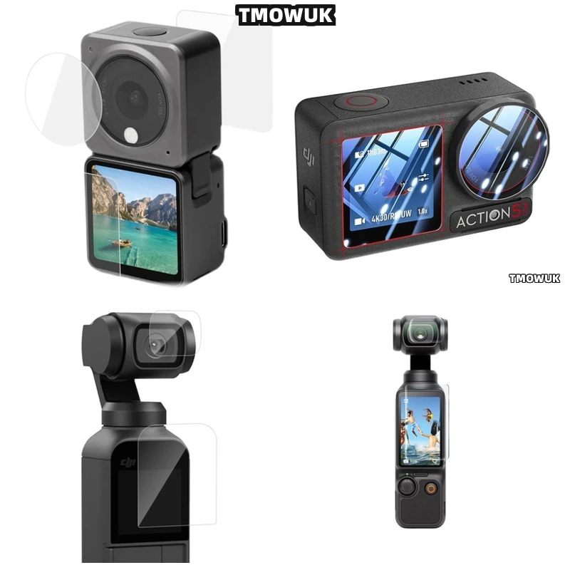 

For DJI Pocket 1 2 Osmo Pocket 3 Action 2 4 Pro - Professional - Grade Tempered Glass Screen & Lens Protector Cap