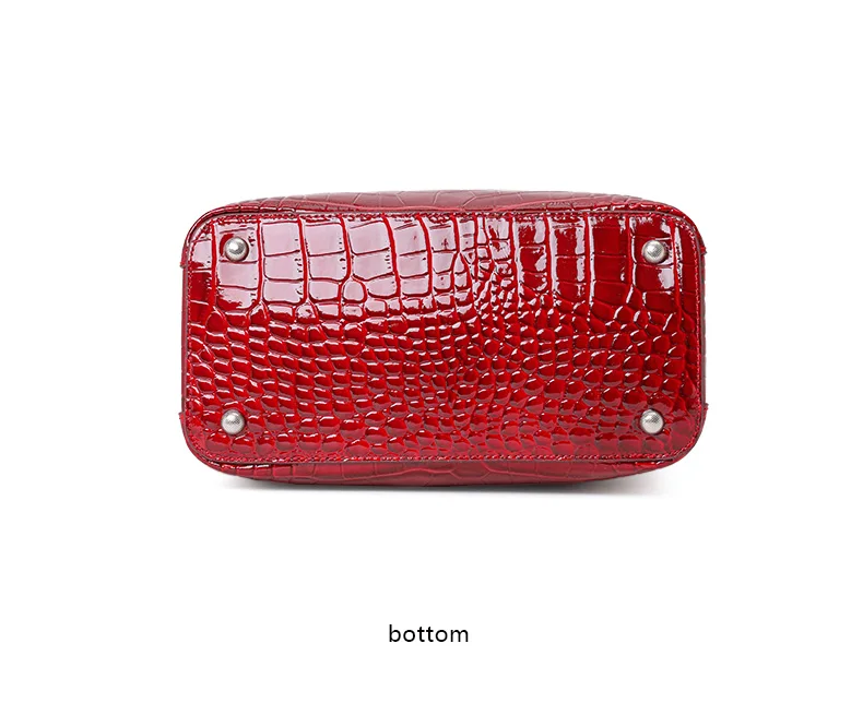 Echte Rindsleder-Handtasche mit Krokodilmuster für Damen, Glänzende Leder-Tragetasche, Tragbare Umhängetasche mit Mehreren Taschen für Pendlerinnen – Detail 10