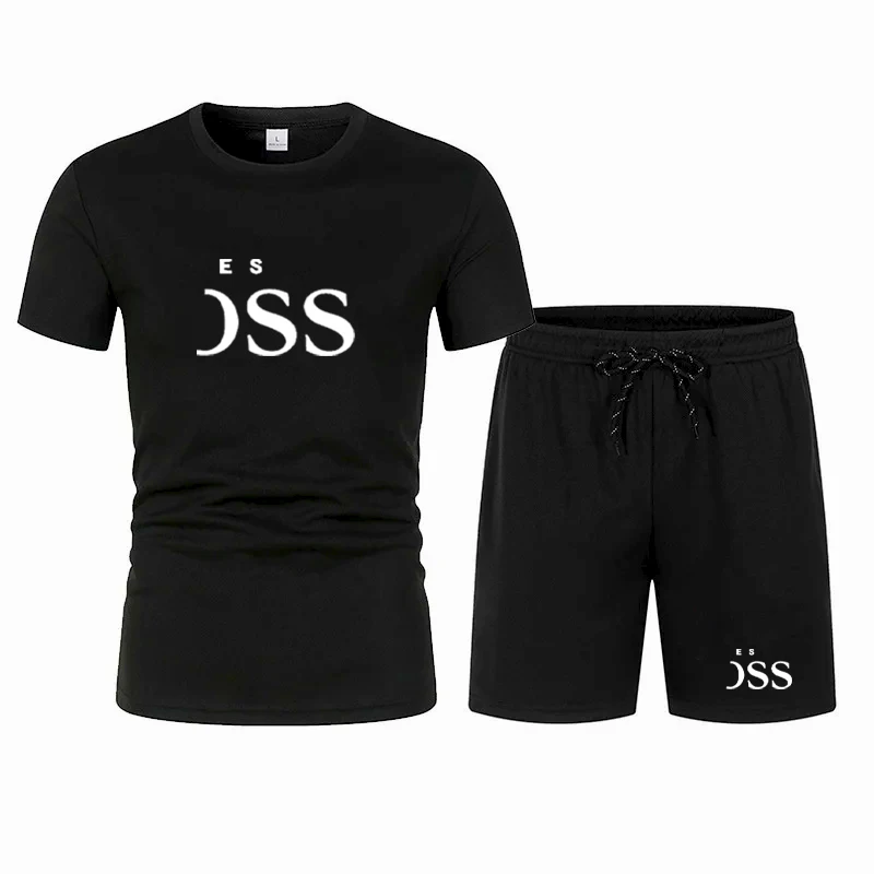 

2026 ummer Men's Mesh Round Neck T Shirt Shorts Two Piece Printed Sports And Leisure Short Sleeved Set Men Short