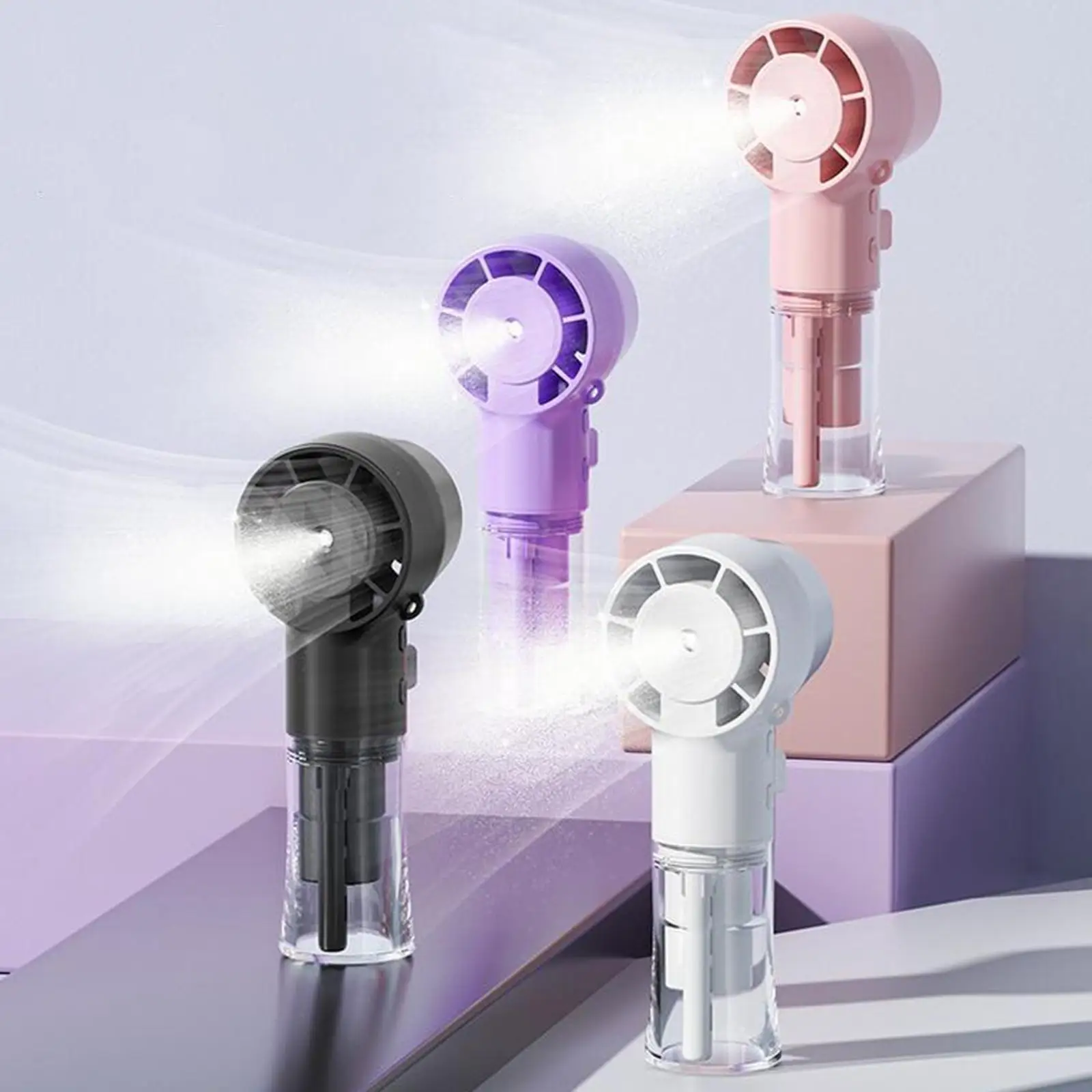 

Ручной вентилятор с распылителем, 4 скорости, бесшумный, портативный, для путешествий, пешего туризма, кемпинга