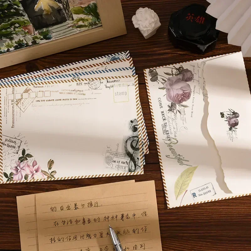 8pcs/set European Envelopes for Letters Vintage Floral Cash Envelopes Wedding Party Invitation Cards Postcards Cover Gift Bag