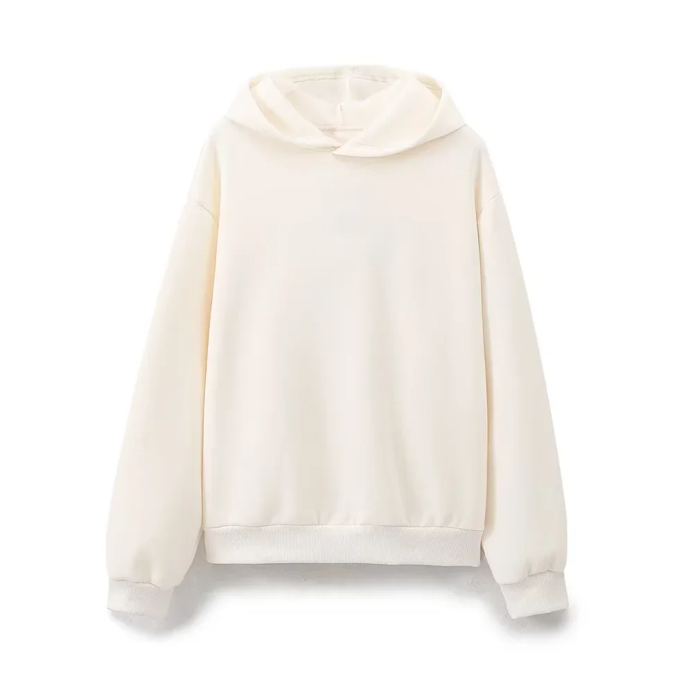 

PB&ZA 2024 Autumn/Winter New Fashionable and Comfortable Solid Color Hooded Loose Hoodie for Women