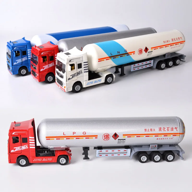 High Simulation 1:60 Alloy Trailer Tanker Model,Transportation Engineering Vehicle Toys,Sliding Transporter,Children\'s Toy Gifts