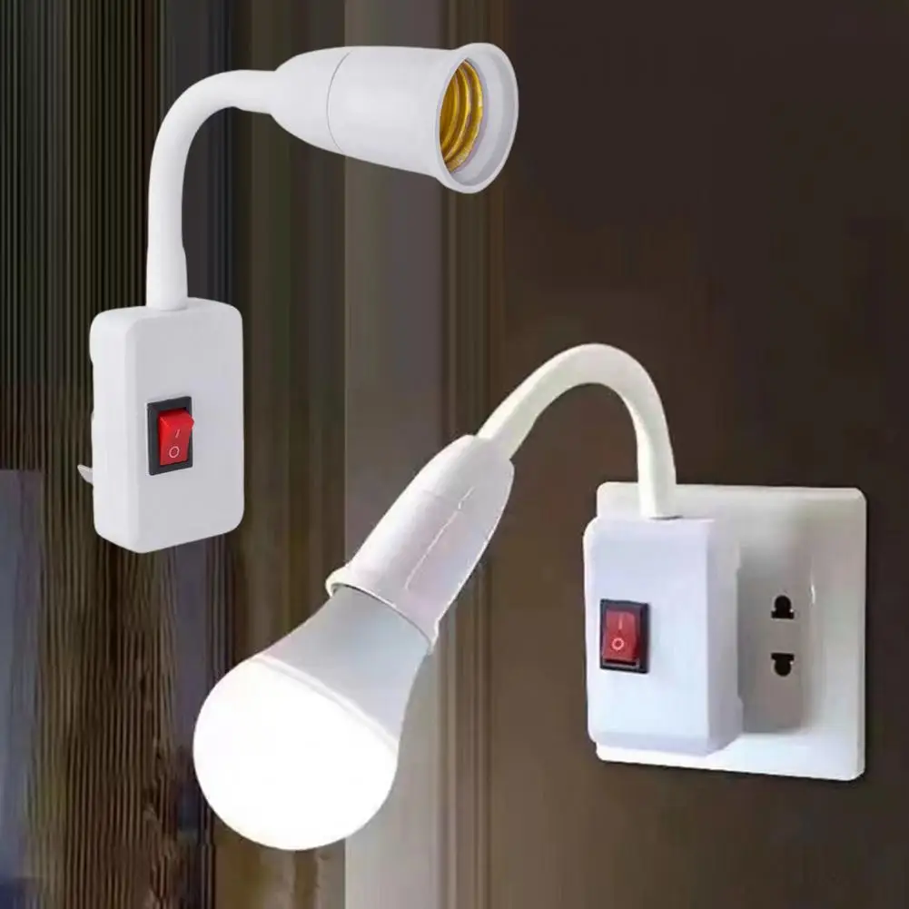 E27 LED Light Socket Lamp Base Flexible Bend Mobile Test Light Socket Light Adapter Plug Switch Energy Saving Lamp Led Base