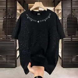 2024 nuova tendenza della moda estiva personalità creativa girocollo Full Sky Star Print t-shirt a maniche corte oversize per il tempo libero allentata