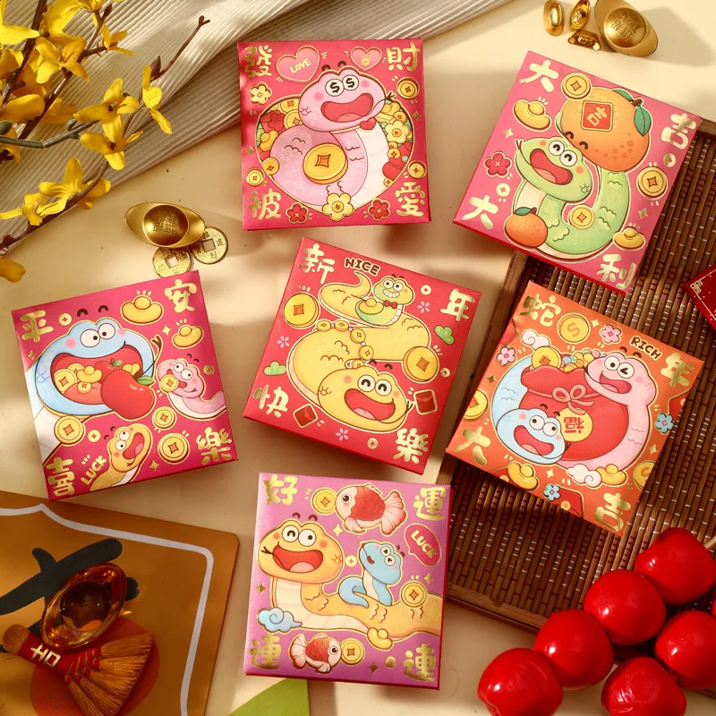 48PCS Spring Festival Small Red Envelopes Lucky Money Blessing Pocket Money Envelope  Chinese New Year Gifts for Snake Year