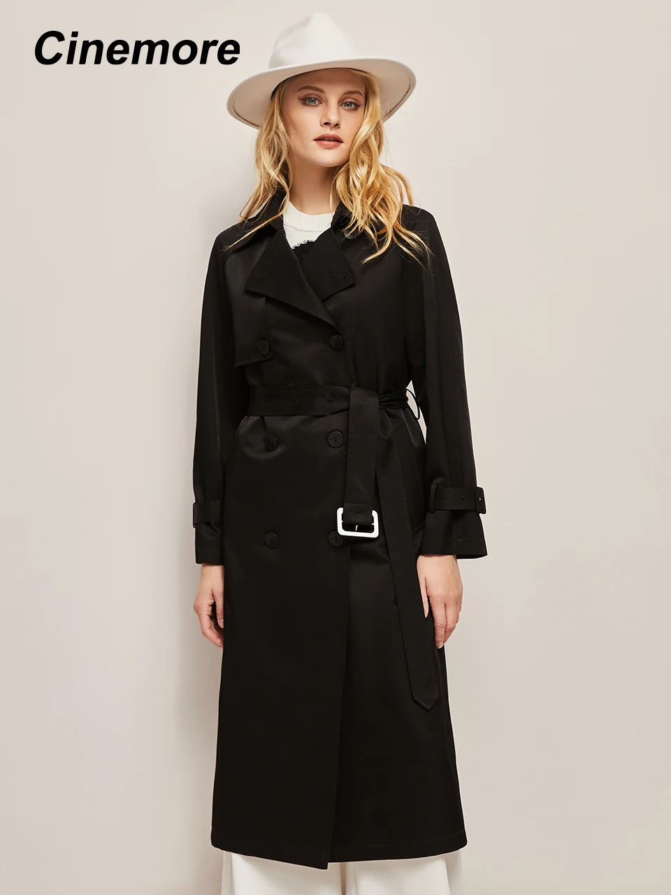 Cinemore fall trench coat female early autumn loose fashion temperament pressure pleat lacing draping sense coats female 2F6172