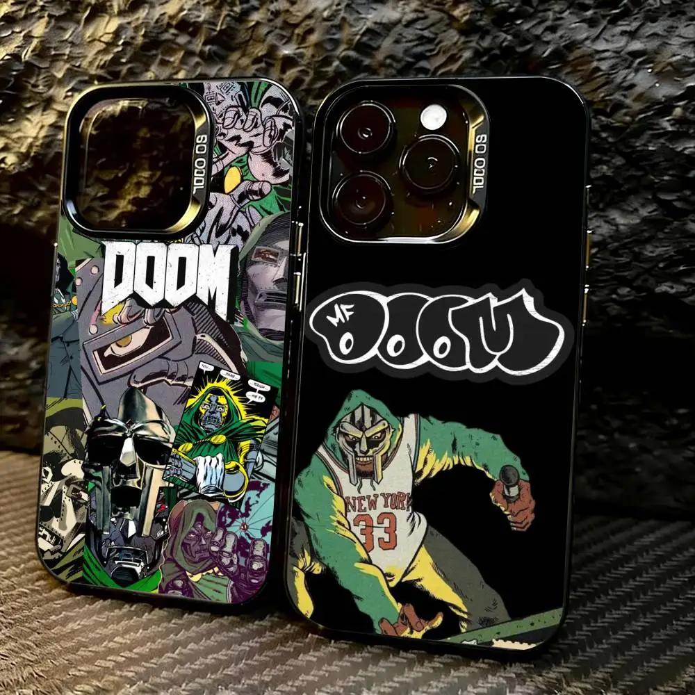 

MF D-dooms-Rapper Phone Case For iPhone 17,16,15,14,13,12,11 Plus,Pro Max,XS,Colored Silver Plated Inside Cover