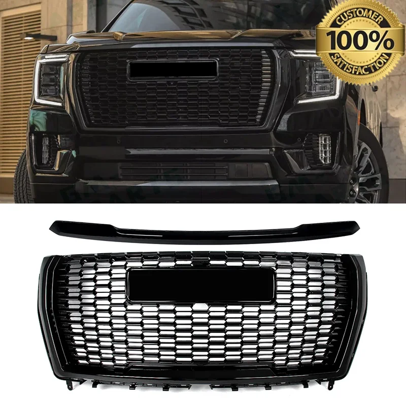 

Front Hood Molding Trims Grille Fit For 2021-2024 GMC Yukon/XLDenali Front Bumper Upper Grille Hood Grille Trims Glossy Black