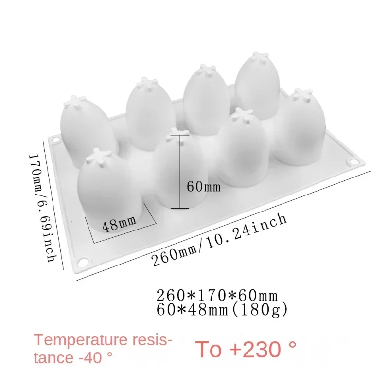 8 Cavity Egg Mousse Dessert Mould 3D Silicone Art Cake Mold Baking Pastry Silikonowe Moule Chocolate Pan