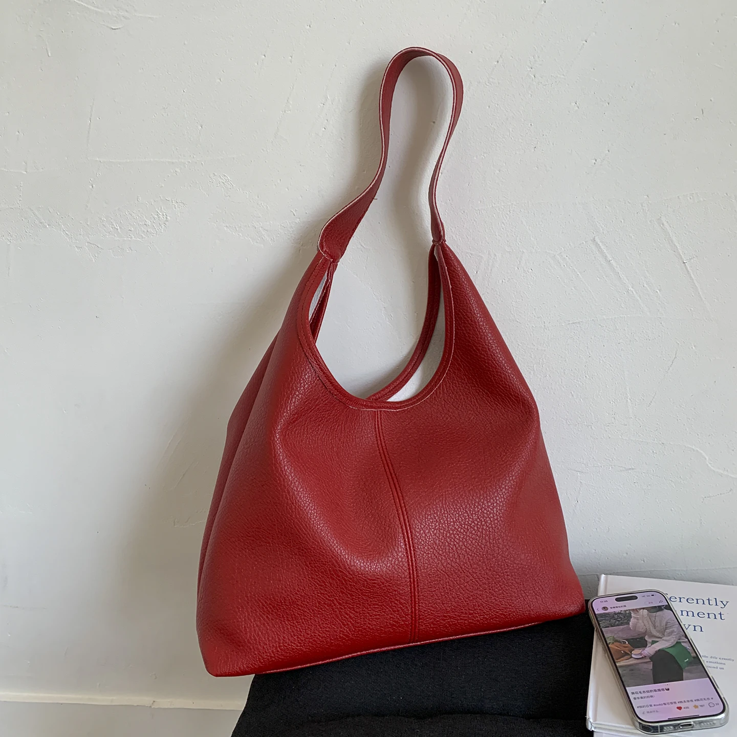 

Soft Leather Tote Bag for Women Autumn New Versatile Large Capacity Commute One Shoulder Bag Korean Ins Simple Underarm Bags