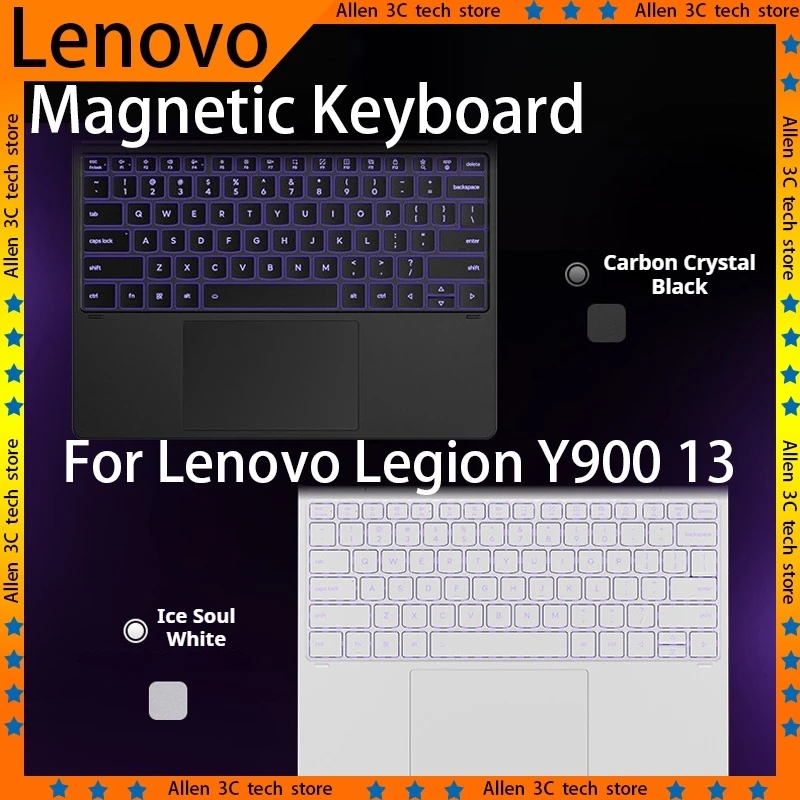 Teclado Magnético para Tablet Lenovo Legion Y900 de 13 Polegadas com Touchpad Inteligente e Retroiluminação RGB, Conexão Pogo Pin Ajustável 0-124
